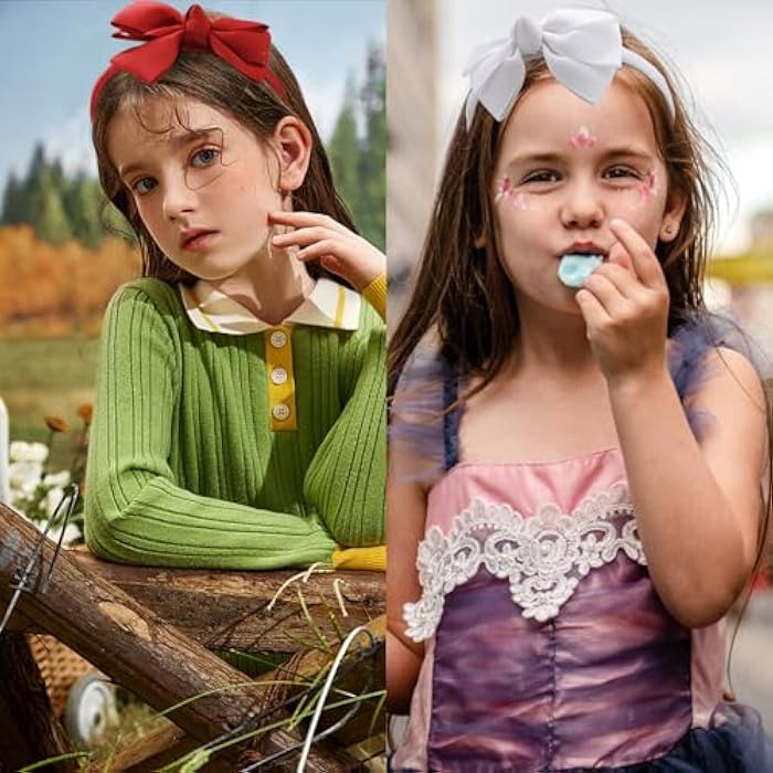 VELSCRUN 5pcs Bows Headbands for Girls 5inch Girls Hair Bows Large Coquette Ribbon Hair Bow Girls Head Bands Big Hair Bow Hair Band Hair Accessories for Women School Stuff for Teen Girls Gifts B - Image 2